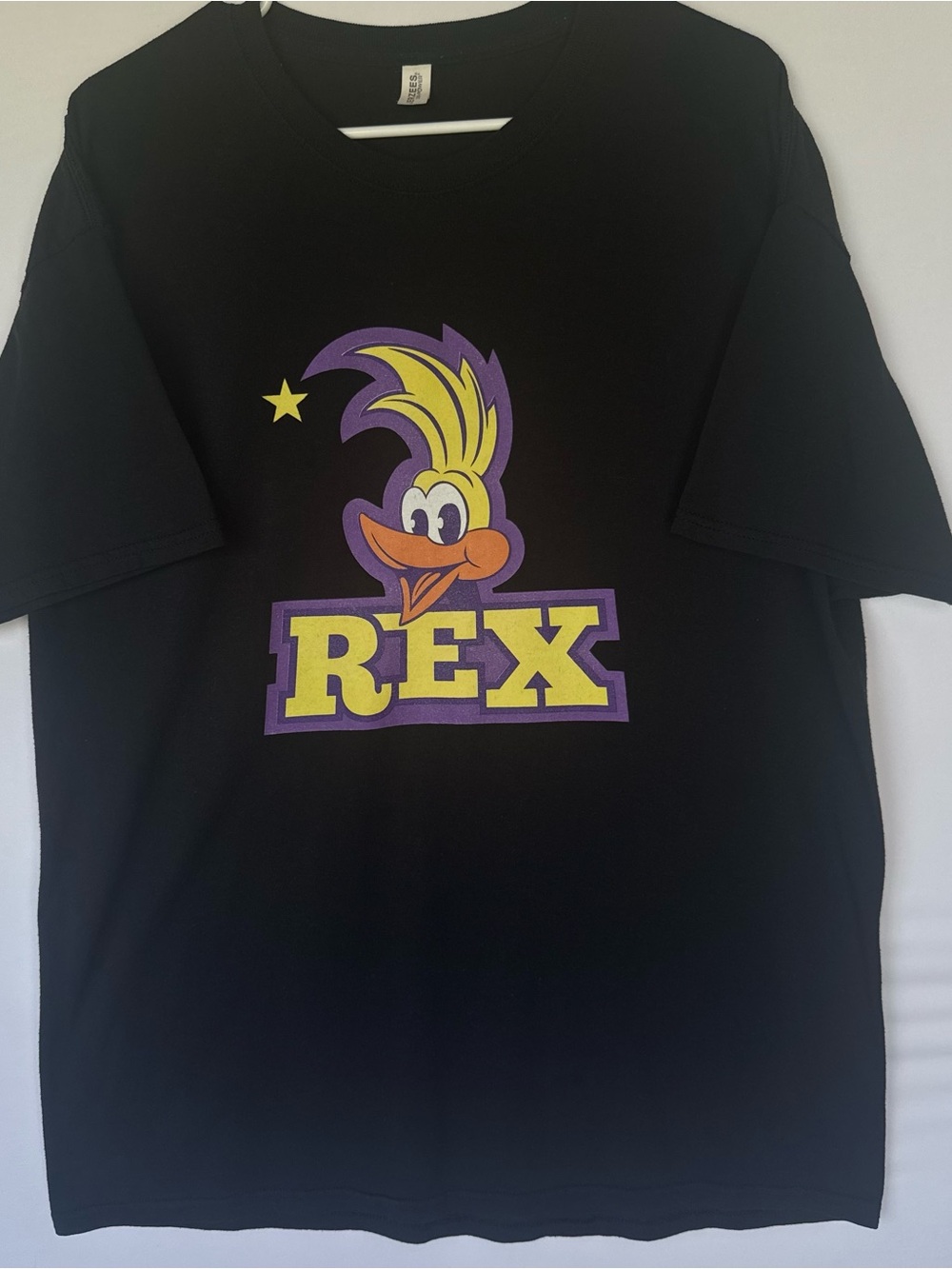 Jerzees Black T-Shirt with Yellow & Purple REX Graphic